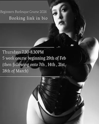 Adults learning burlesque at a weekly dance class in Bournemouth