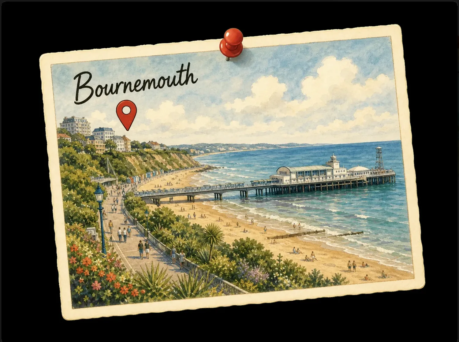 Map of Bournemouth — town centre and seafront studios