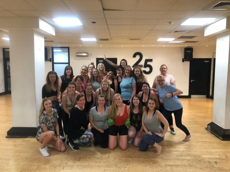 Dirty Dancing hen party dance class in Bournemouth group in a close partner hold