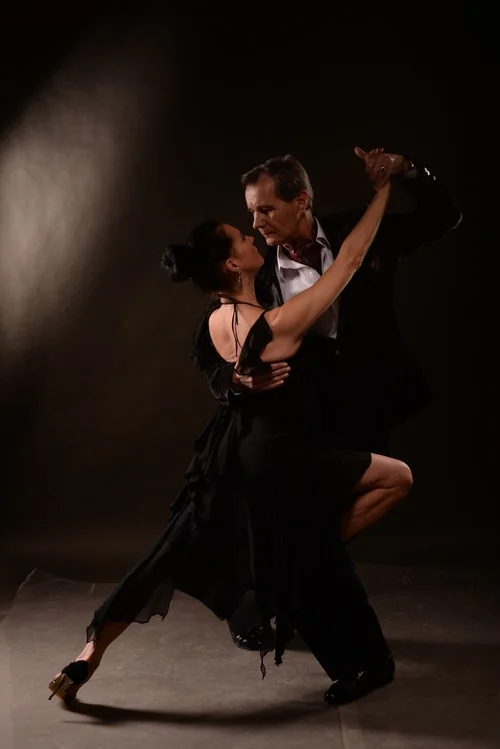 Adults learning Argentine tango at a weekly class in Bournemouth